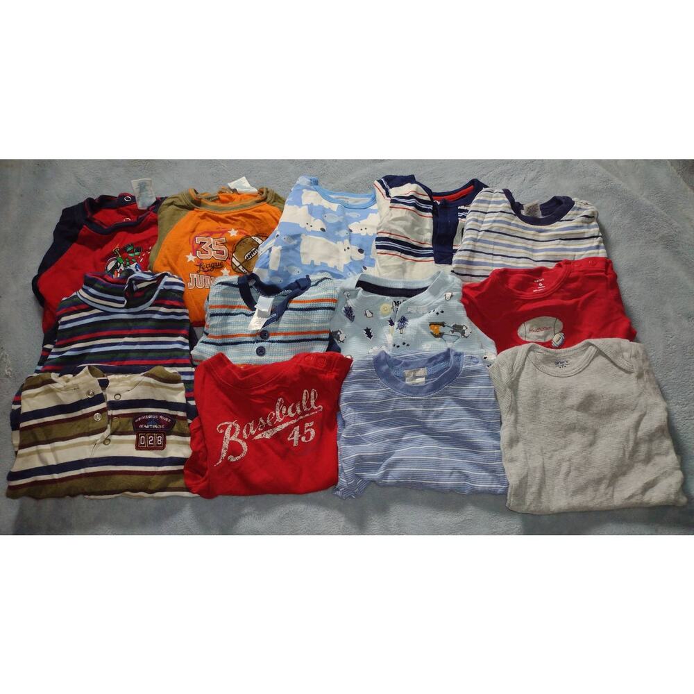 13 Long Sleeve Boys Body Suits 6-12 Months